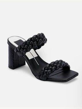 Dolce Vita Pailey Stella Black Braided Double-Strap Block Heel Sz 7.5